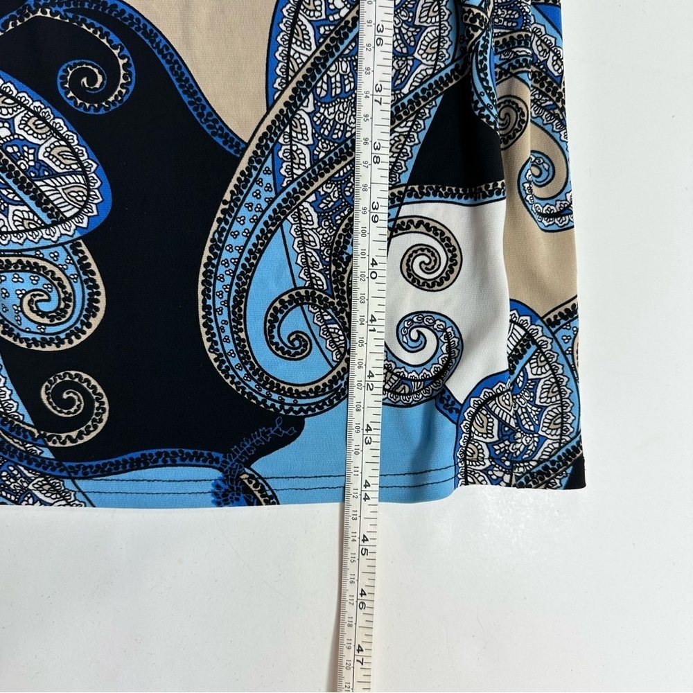 Attention V Neck Blue and Black Paisley Dress - Picture 6 of 9